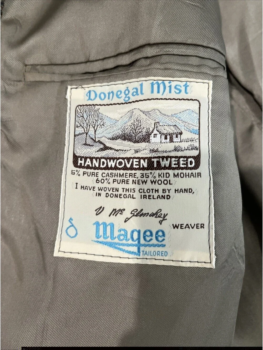 DONEGAL MIST HANDWOVEN TWEED SPORT COAT 42L CASHMERE MOHAIR WOOL BLEND VGC